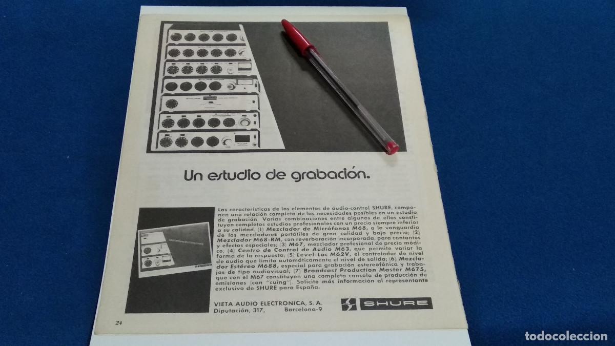Coleccionismo de Revistas y Peri&oacute;dicos: PUBLICIDAD . ANUNCIO - SHURE / ESTUDIOS DE GRABACI&Oacute;N - HOJA REVISTA