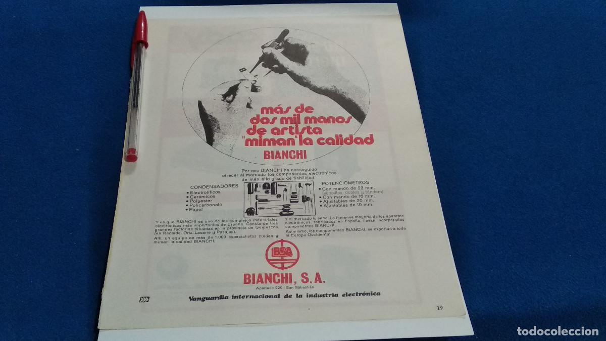 Coleccionismo de Revistas y Peri&oacute;dicos: PUBLICIDAD . ANUNCIO - BIANCHI + TORIK - HOJA REVISTA DE LOS 70/80