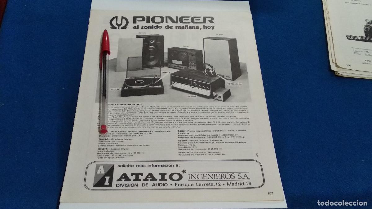 Sammeln von Zeitschriften und Zeitungen: PUBLICIDAD . ANUNCIO - PIONEER + CLARIVOX - HOJA REVISTA DE LOS 70/80