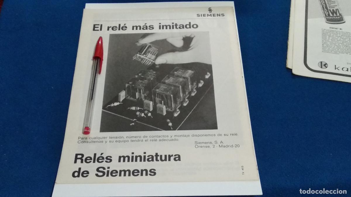 Coleccionismo de Revistas y Peri&oacute;dicos: PUBLICIDAD . ANUNCIO - SIEMENS REL&Eacute;S + ELECTRONICA SANDOVAL - HOJA REVISTA DE LOS 70/80