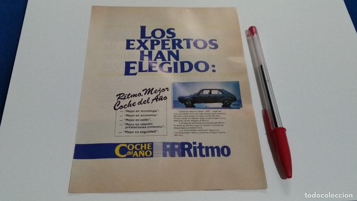 Coleccionismo de Revistas y Peri&oacute;dicos: PUBLICIDAD . ANUNCIO - SEAT RITMO COCHE DEL A&Ntilde;O - HOJA REVISTA DE LOS 70/80