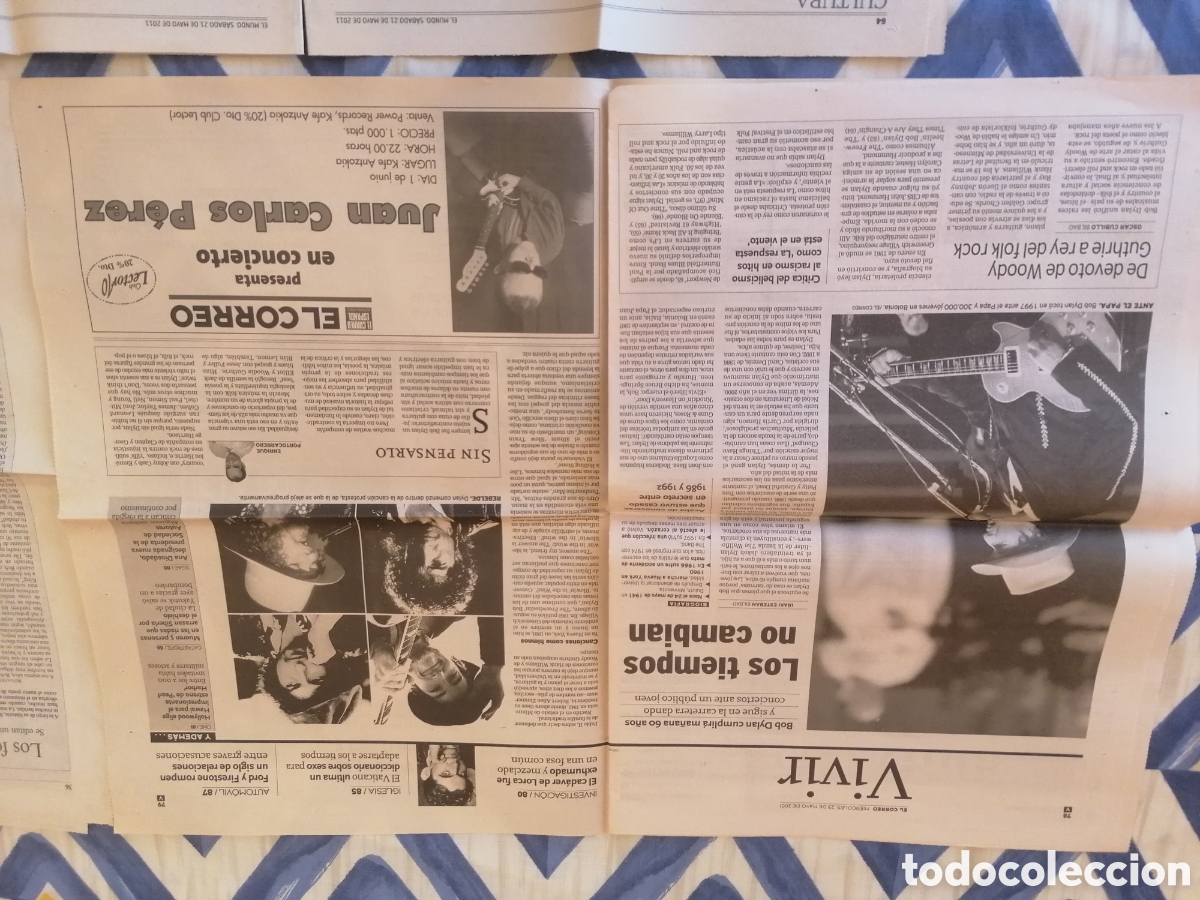 Coleccionismo de Revistas y Peri&oacute;dicos: P&aacute;ginas Prensa Espa&ntilde;a Aniversario Bob Dylan 60,70 Cumplea&ntilde;os. 2001,2011