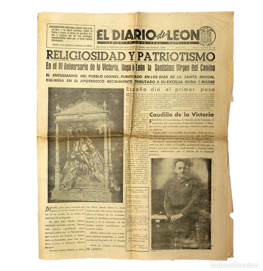 Coleccionismo de Revistas y Peri&oacute;dicos: EL DIARIO DE LE&Oacute;N, Peri&oacute;dico Regional y Cat&oacute;lico. 1 de abril de 1943