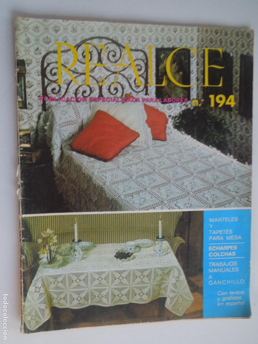 Coleccionismo de Revistas y Peri&oacute;dicos: REALCE PUBLICACION ESPECIALIZADA PARA LABORES N&ordm; 194 -TAPETES Y COLCHAS EN ESPA&Ntilde;OL