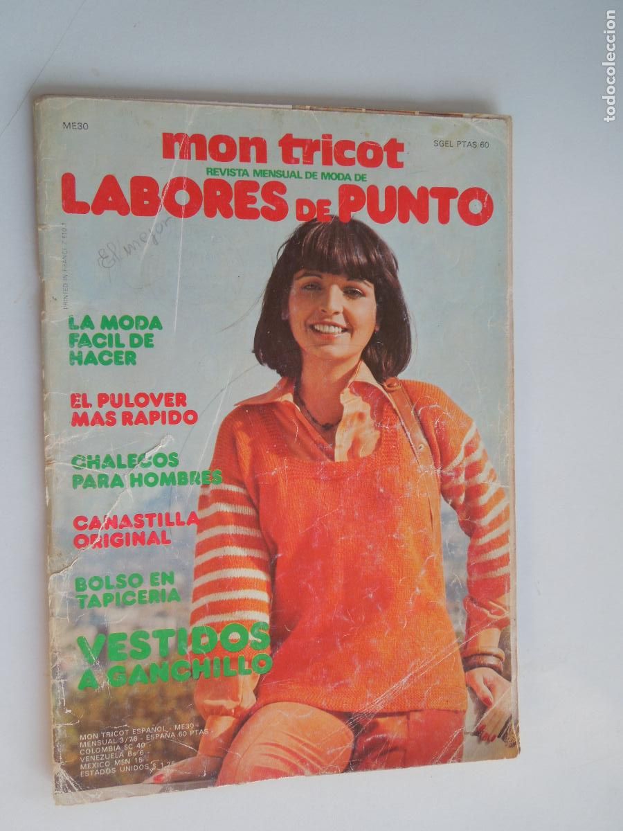 Coleccionismo de Revistas y Peri&oacute;dicos: MON TRICOT - REVISTA MENSUAL DE MODA - LABORES DE PUNTO CON EXPLICACIONES - ME 30