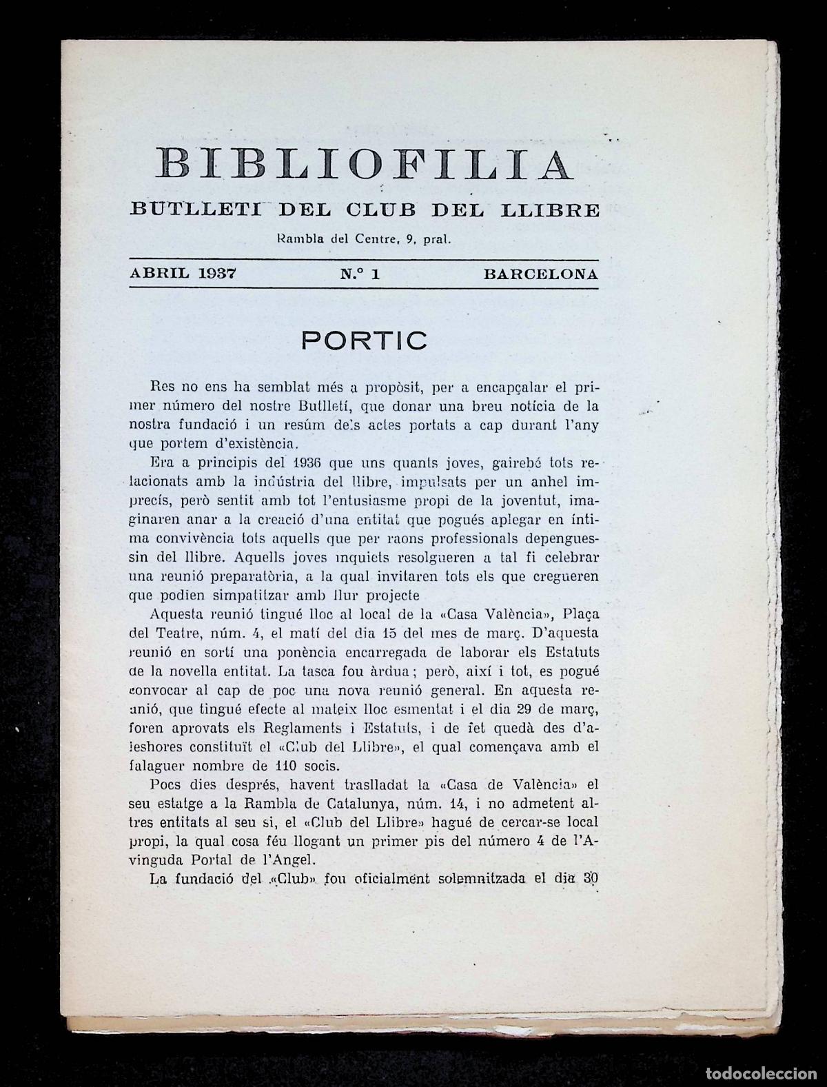 Coleccionismo de Revistas y Peri&oacute;dicos: BIBLIOFILIA. BUTLLETI DEL CLUB DEL LLIBRE. 3 N&Uacute;MEROS. COL&middot;LECCI&Oacute; COMPLETA. 1937