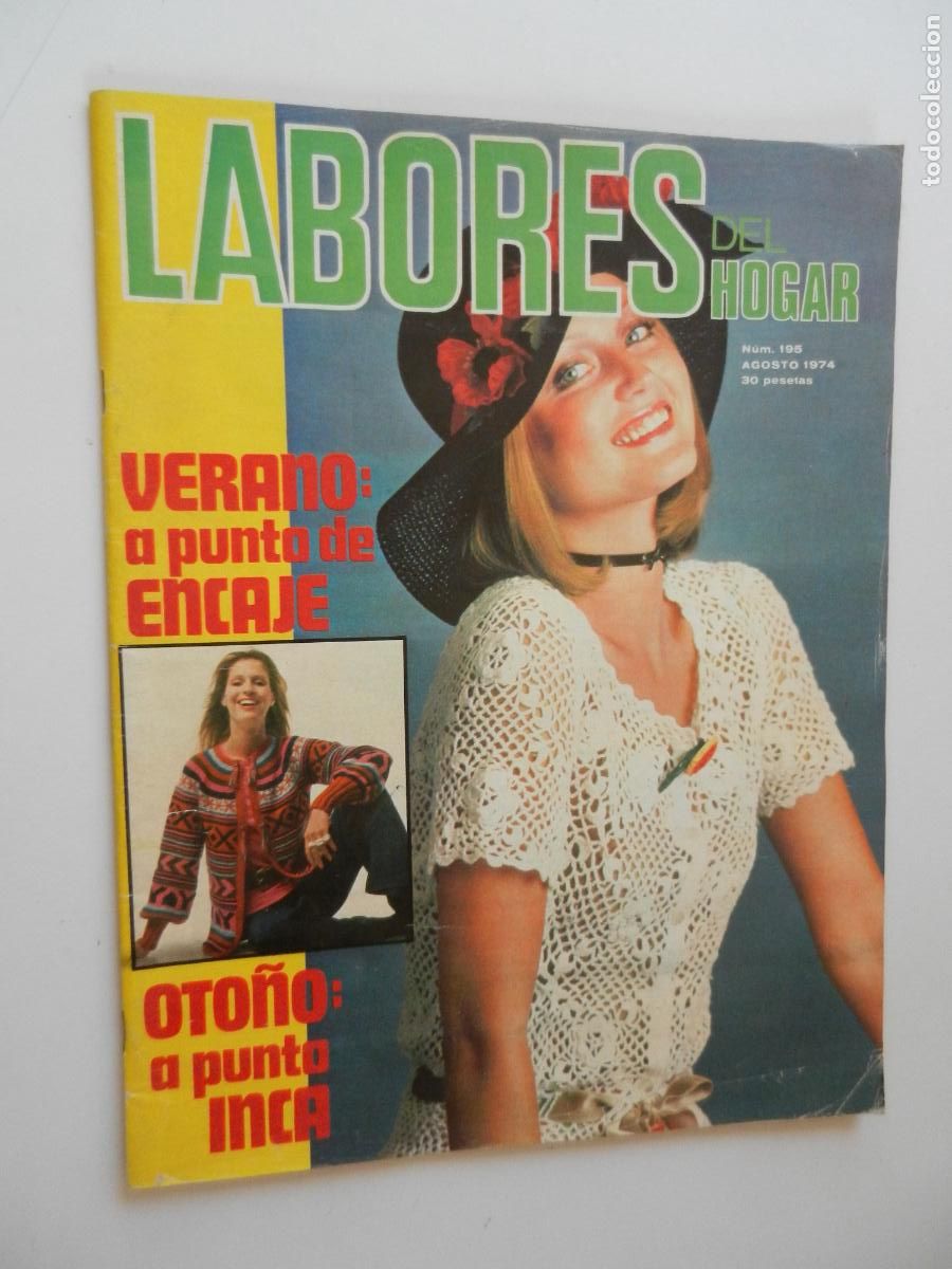 Coleccionismo de Revistas y Peri&oacute;dicos: LABORES DEL HOGAR REVISTA N&ordm; 195 - AGOSTO 1974- CON PATRONES - VERANO - OTO&Ntilde;O