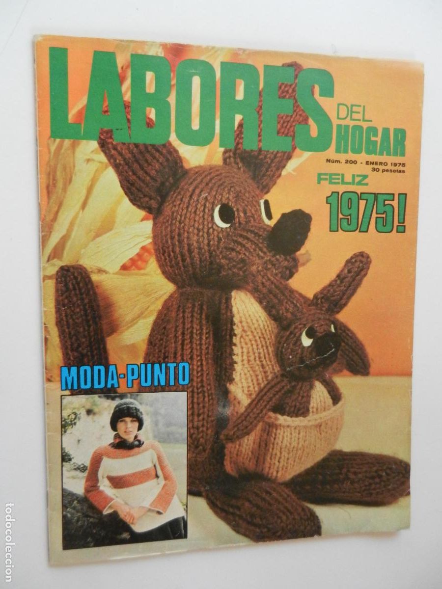 Coleccionismo de Revistas y Peri&oacute;dicos: LABORES DEL HOGAR REVISTA N&ordm; 200 - ENERO 1975- CON PATRONES -FELIZ 1975 - MODA PUNTO