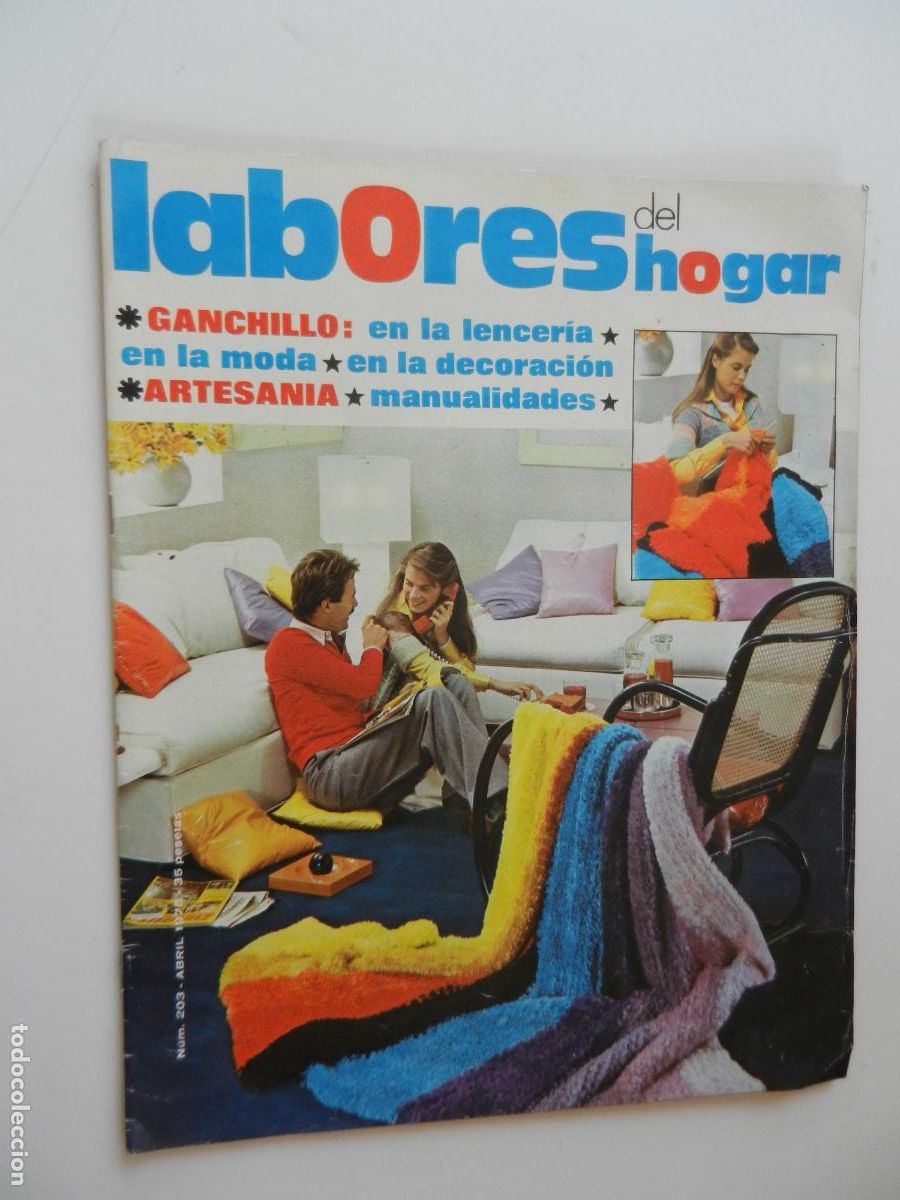 Coleccionismo de Revistas y Peri&oacute;dicos: LABORES DEL HOGAR REVISTA N&ordm; 203 - ABRIL 1975- CON PATRONES -GANCHILLO - ARTESANIA