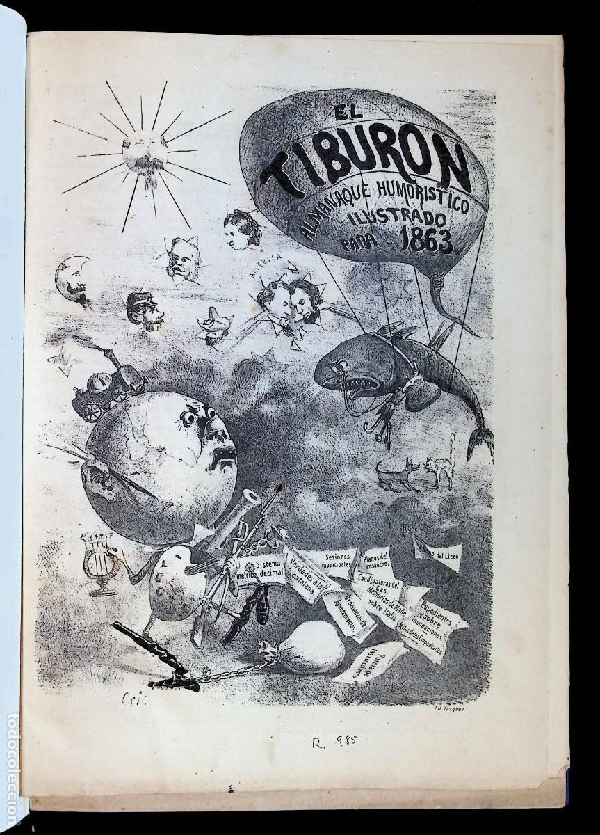 Coleccionismo de Revistas y Peri&oacute;dicos: EL TIBUR&Oacute;N. Almanaque humor&iacute;stico ilustrado. - [Revista.] COLECCI&Oacute;N COMPLETA 1863-1874.