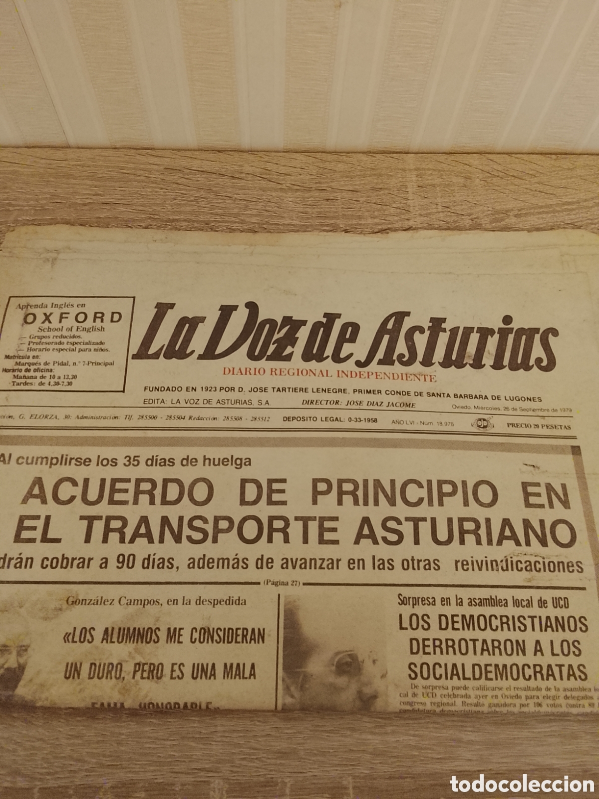 Coleccionismo de Revistas y Peri&oacute;dicos: Peri&oacute;dico La Voz de Asturias ,1979