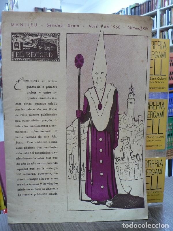 Coleccionismo de Revistas y Peri&oacute;dicos: El Record: Semana Santa Manlleu Abril 1950, N&uacute;mero XXV - VVAA - 1950, 1&ordf; ed.