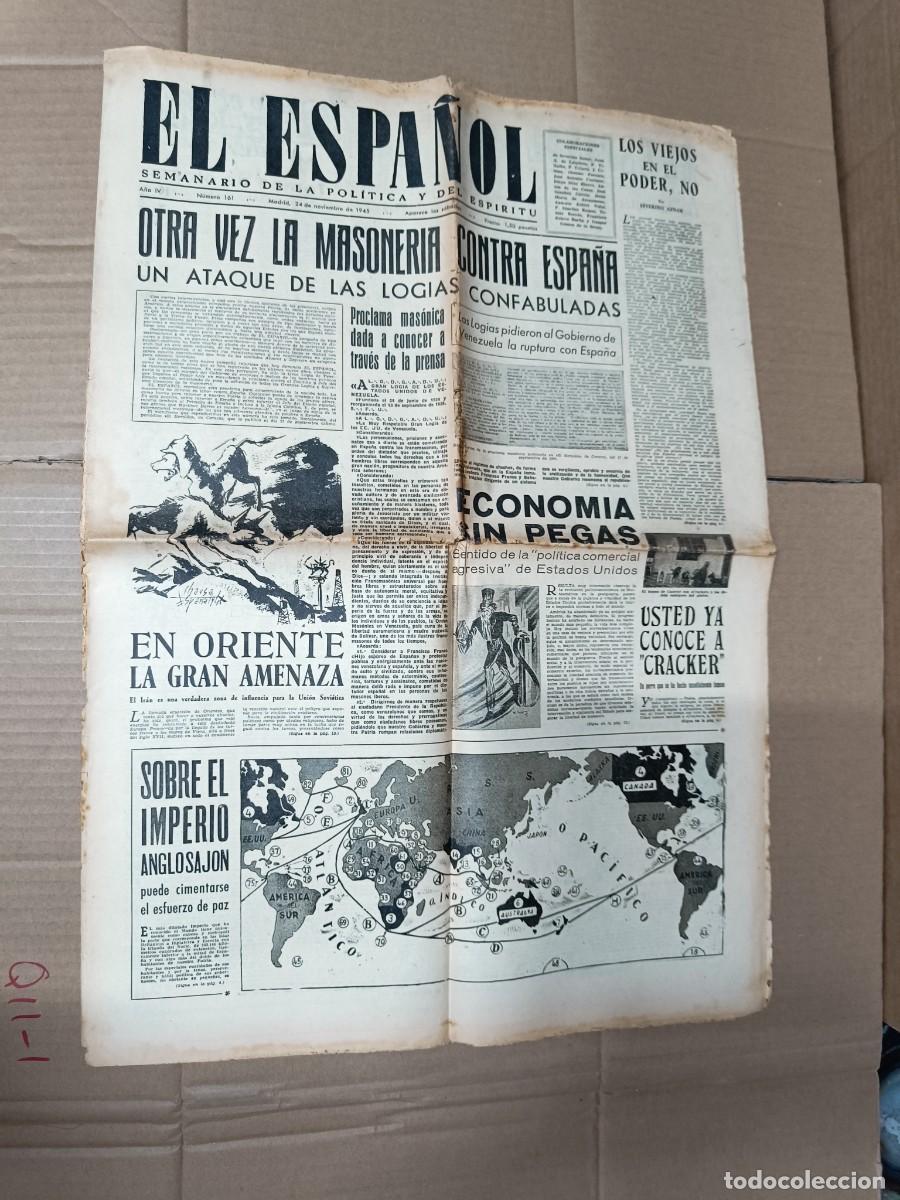 Coleccionismo de Revistas y Peri&oacute;dicos: ANTIGUO PERIODICO DE 1945, EL ESPA&Ntilde;OL, LA MASONERIA CONTRA ESPA&Ntilde;A -P3