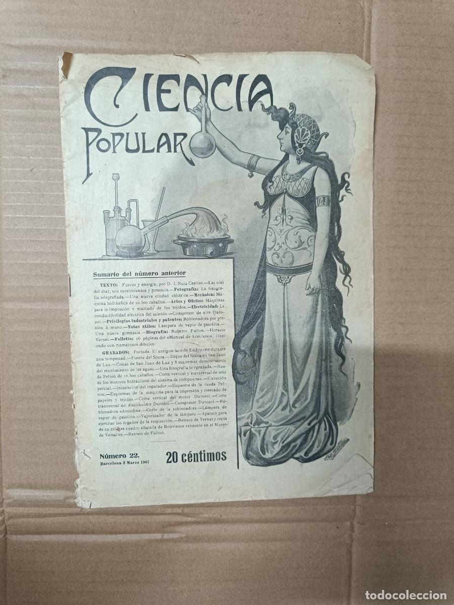 Sammeln von Zeitschriften und Zeitungen: ANTIGUA REVISTA DE 1907, CIENCIA POPULAR, NUMERO 22, BOMBEROS, MECANICA, BARCELONA - P3