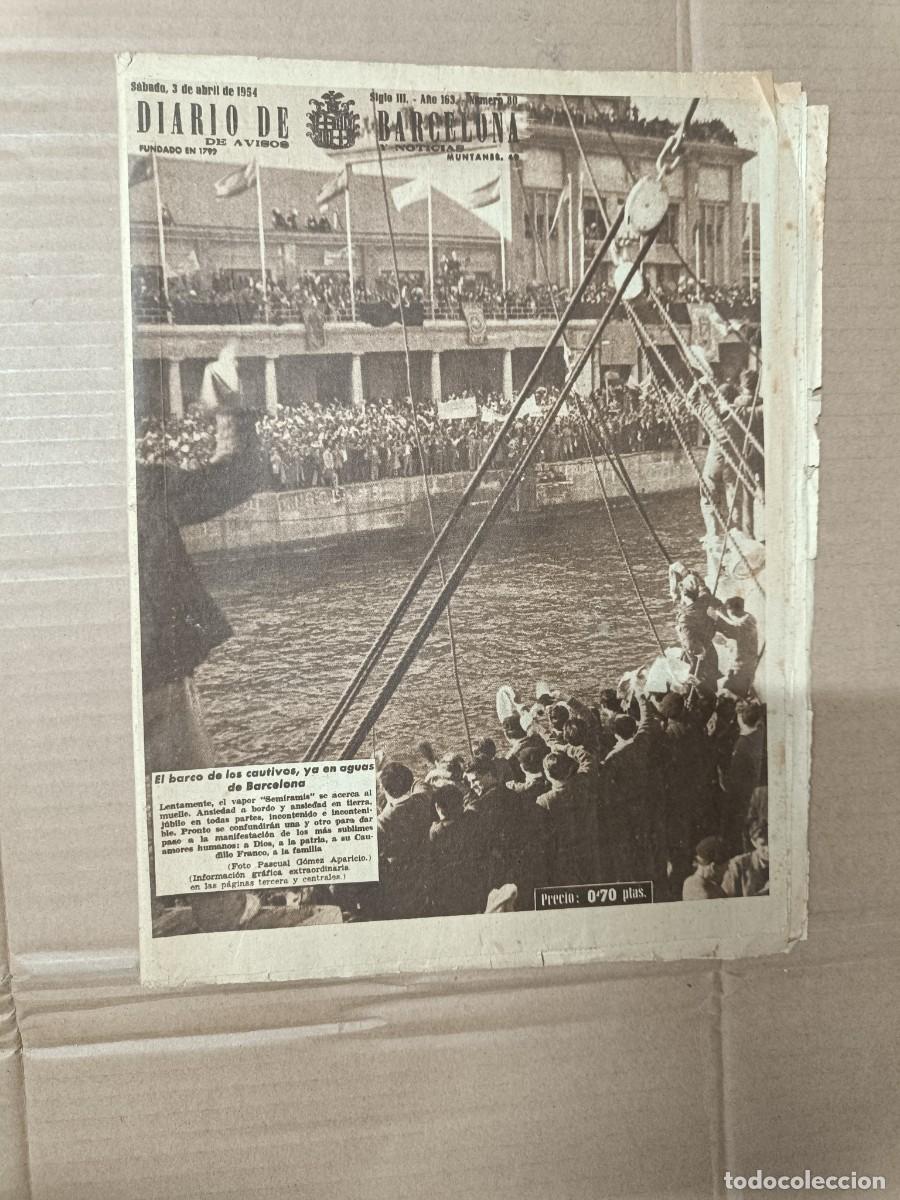 Sammeln von Zeitschriften und Zeitungen: ANTIGUO DIARIO DE BARCELONA, 1954, BARCO CAUTIVOS DE RUSIA, DIVISION AZUL, SEGUNDA GUERRA MUNDIAL P3