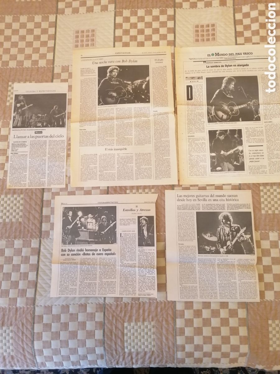 Coleccionismo de Revistas y Peri&oacute;dicos: P&aacute;ginas Prensa Leyendas De La Guitarra Sevilla, Espa&ntilde;a Octubre 1991.Bob Dylan,Keith Richards...