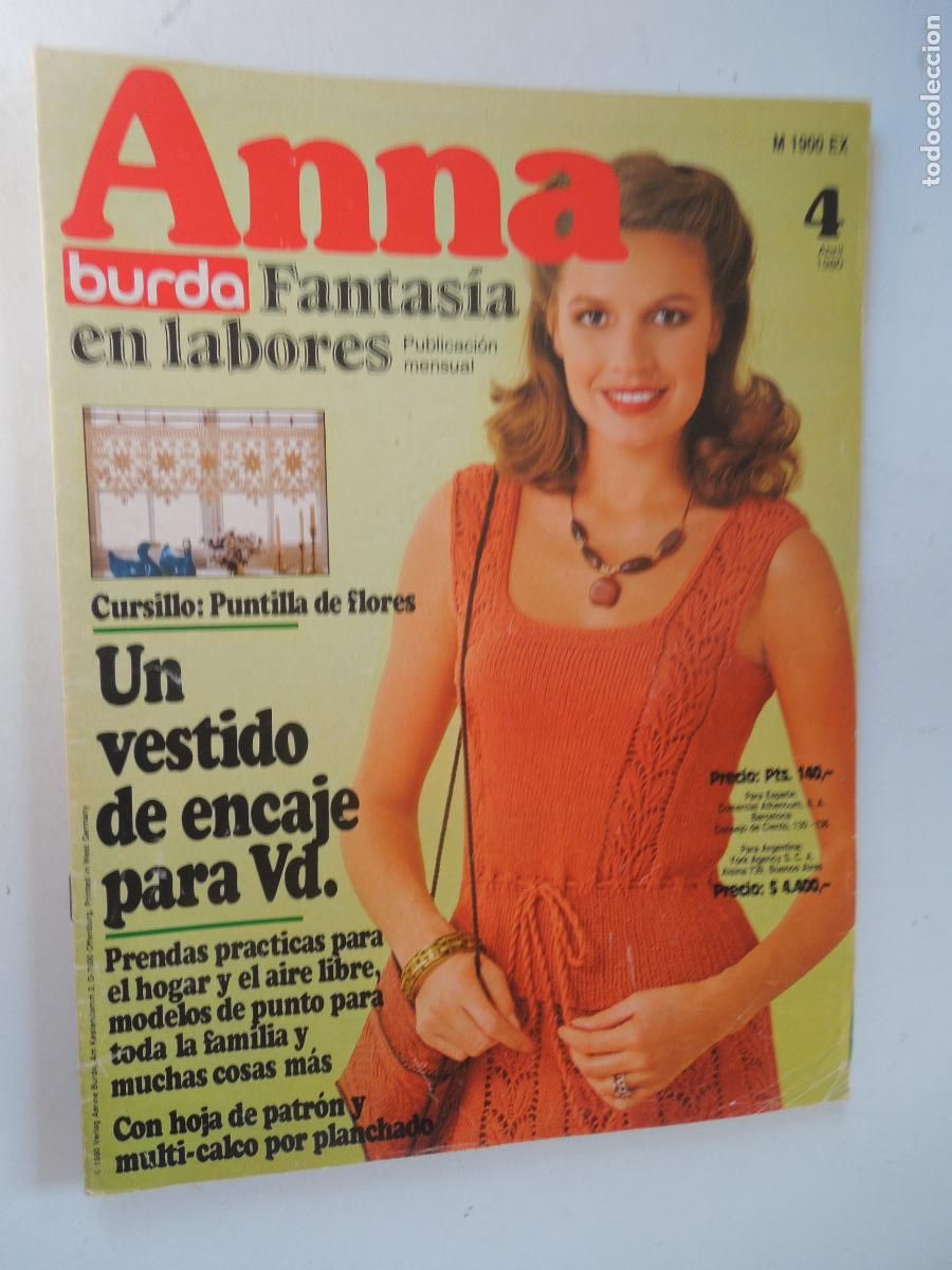 Collection Magazines and Newspapers: ANNA -BURDA - FANTASIA EN LABORES 04/ 1980 - UN VESTIDO DE ENCAJE PARA UD- CON PATRON