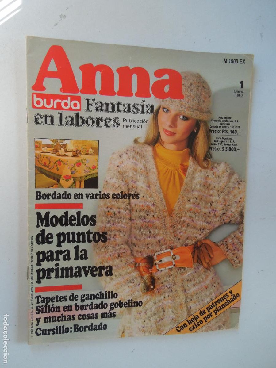 Coleccionismo de Revistas y Peri&oacute;dicos: ANNA -BURDA - FANTASIA EN LABORES 01/ 1980 - MODELOS DE PUNTO PARA LA PRIMAVERA - CON PATRON