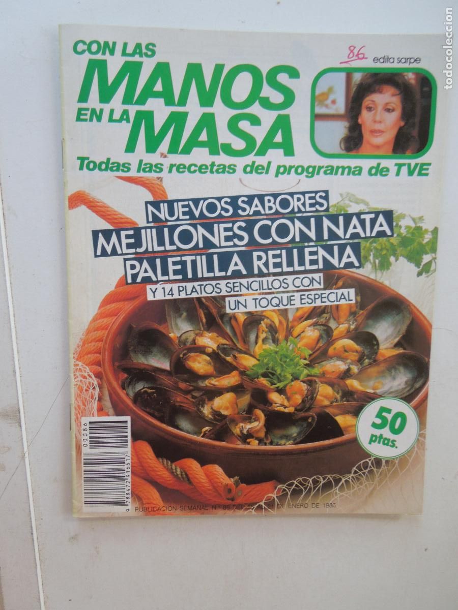 Coleccionismo de Revistas y Peri&oacute;dicos: CON LAS MANOS EN LA MASA REVISTA N&ordm; 86 - 1986 -NUEVOS SABORES - MEJILLONES CON NATA