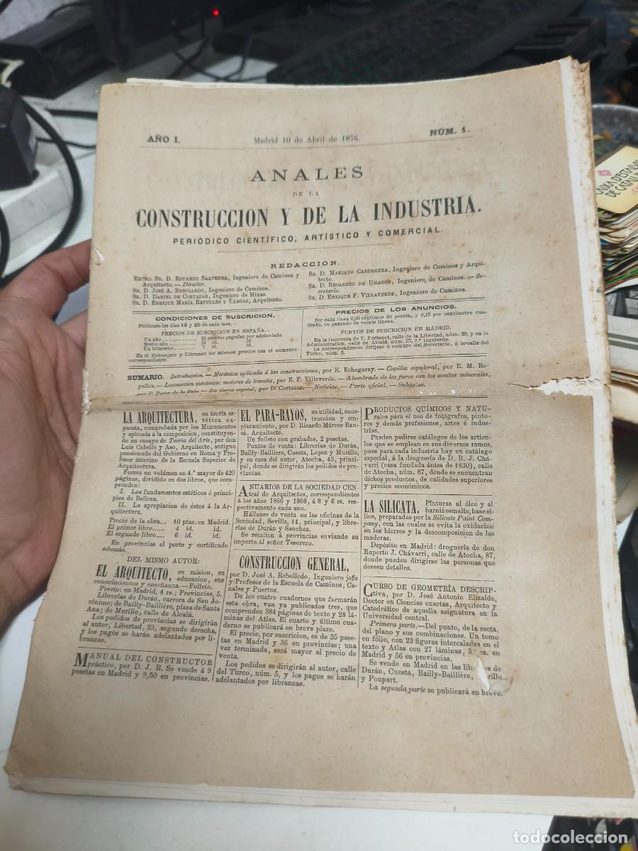 Coleccionismo de Revistas y Peri&oacute;dicos: ANALES DE LA CONSTRUCCI&Oacute;N Y DE LA INDUSTRIA. A&Ntilde;O I NUM 1 PERI&Oacute;DICO ART&Iacute;STICO CIENTIFICO Y COMERCIAL.