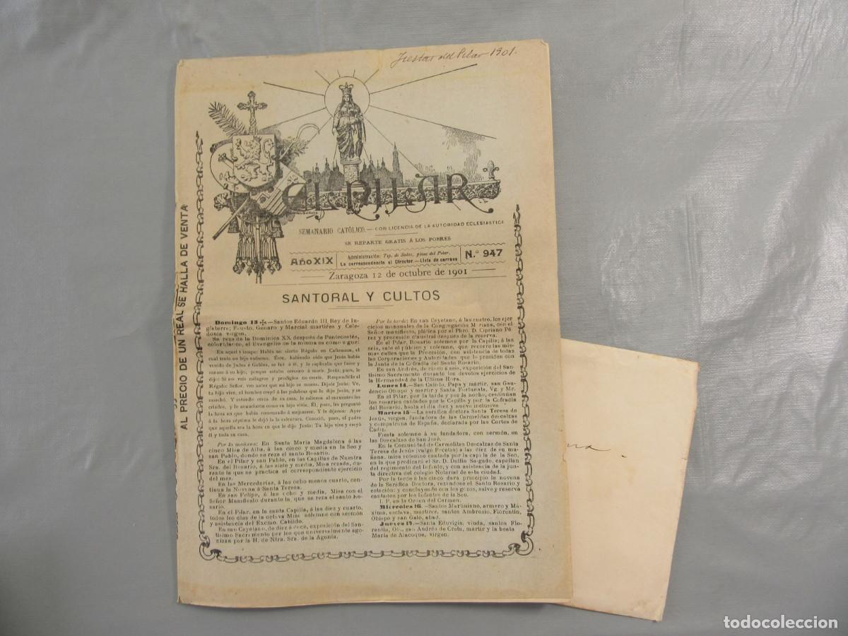 Coleccionismo de Revistas y Peri&oacute;dicos: Revista El Pilar. Zaragoza, 12 de octubre 1901. Especial Fiestas del Pilar 1901.