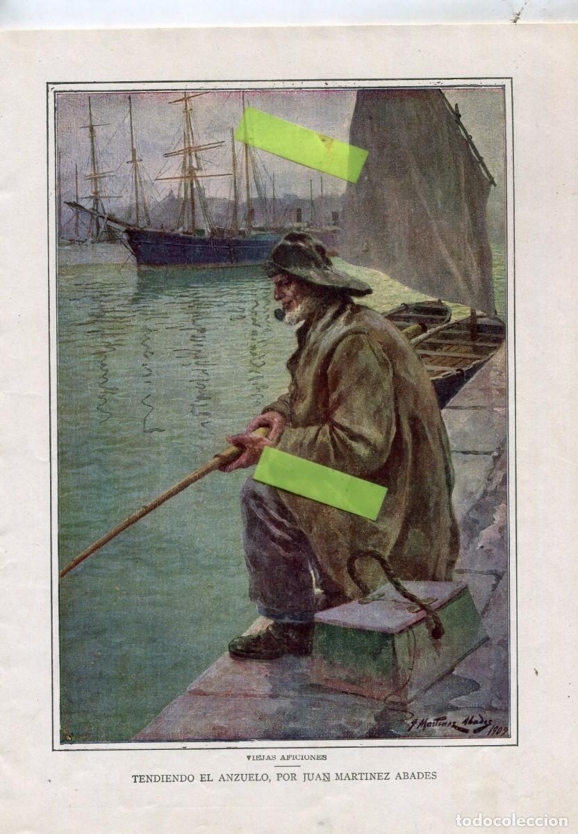 Colecionismo de Revistas e Jornais: RECORTE DE PRENSA CUADRO DEL PINTOR JUAN MARTINEZ ABADES PESCADOR A&Ntilde;O 1912