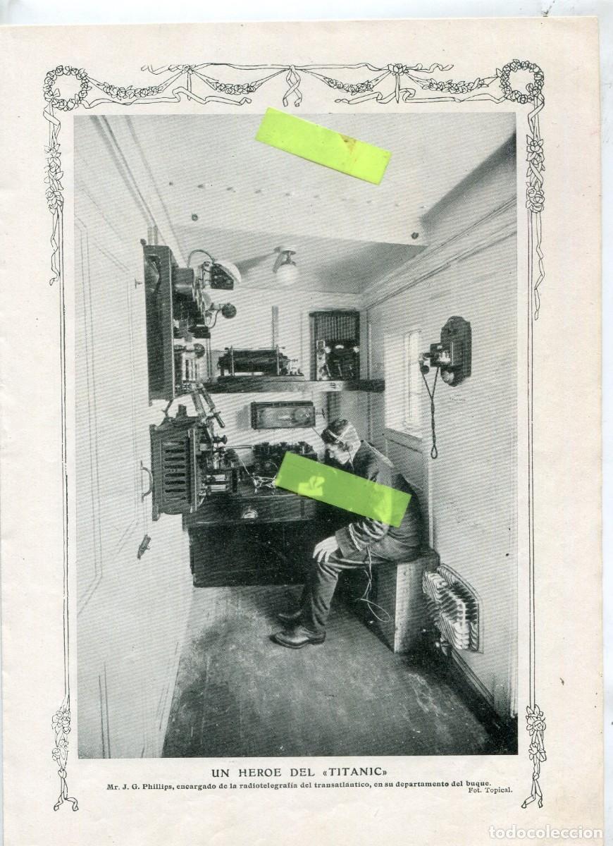 Collezionismo di Riviste e Giornali: RECORTE DE PRENSA A&Ntilde;0 1912 ESPECTACULAR FOTO DE PAGINA ENTERA DEL RADIOTELEGRAFISTA DEL TITANIC