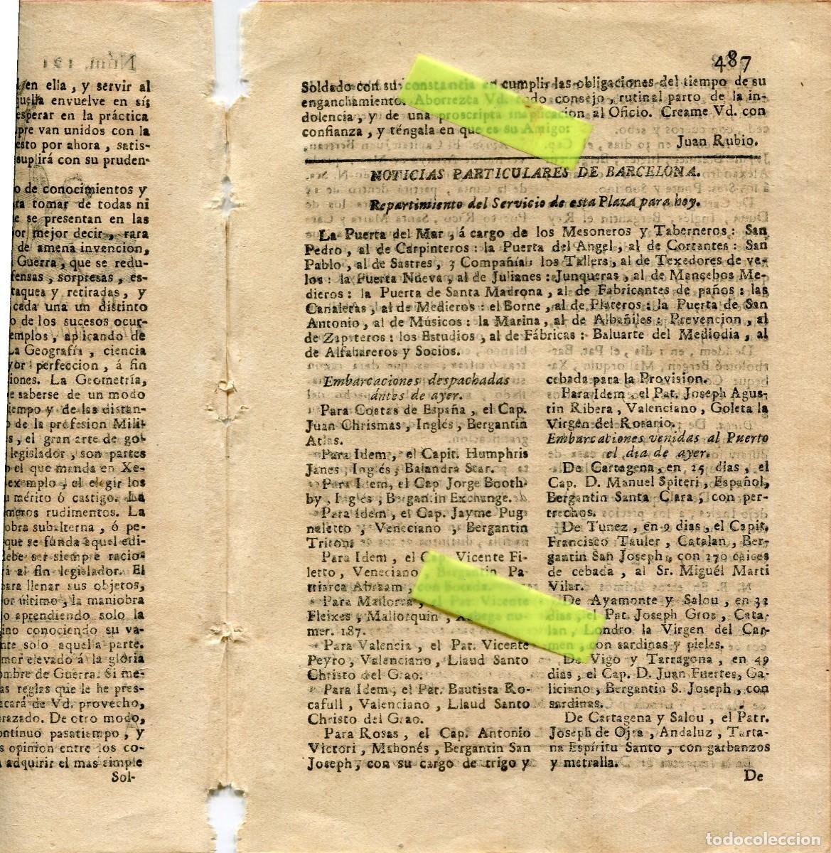 Sammeln von Zeitschriften und Zeitungen: DIARIO DE BARCELONA A&Ntilde;O 1794 COMERCIO MARITIMO MALLORCA ROSAS CARTAGENA AYAMONTE VIGO SALOU TARRAGO