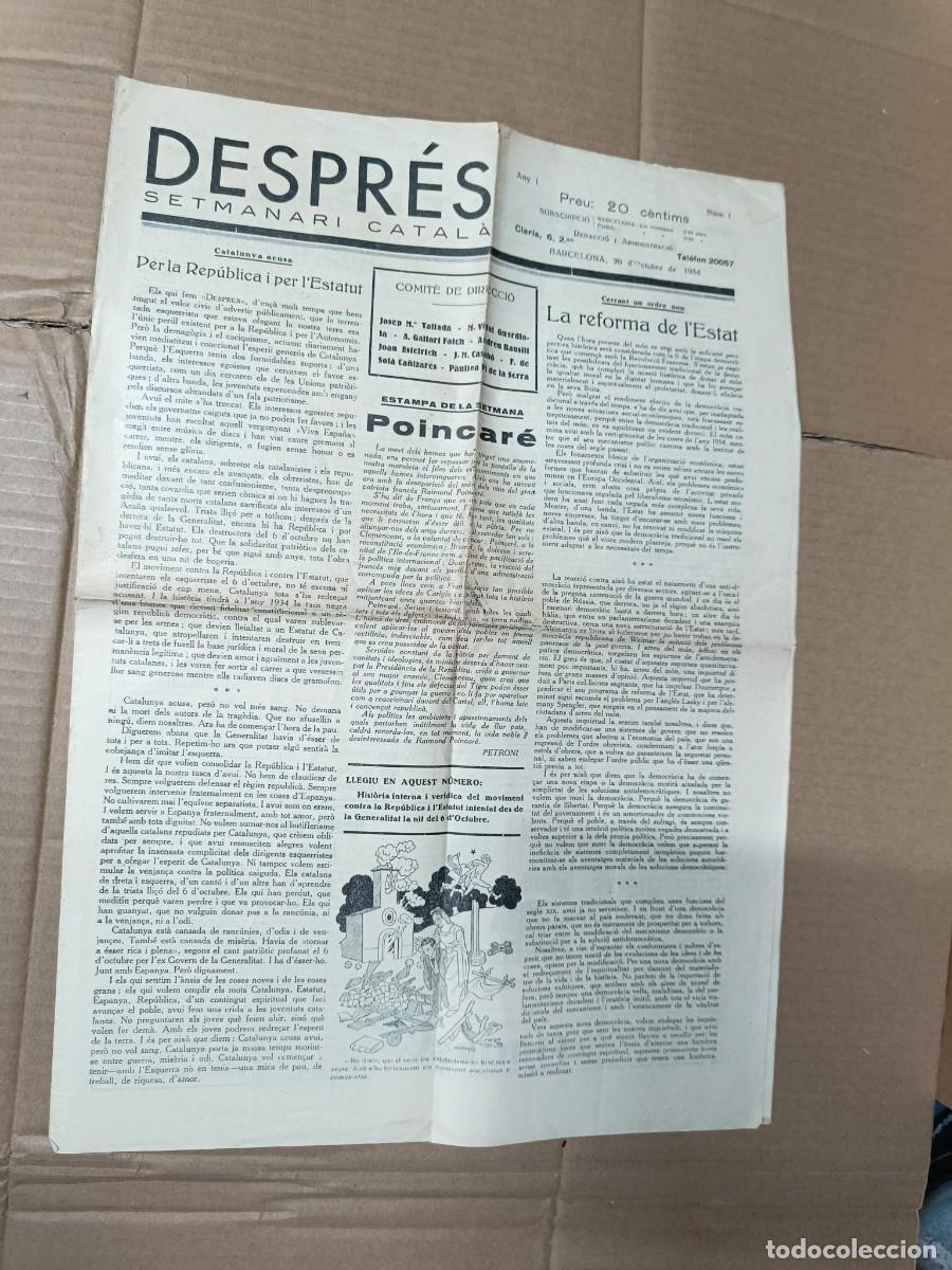 Sammeln von Zeitschriften und Zeitungen: ANTIGUO PERIODICO CATALAN DE 1934, DESPRES, SETMANARI CATAL&Agrave;. SETMANA TRAGICA, REPUBLICA -P25