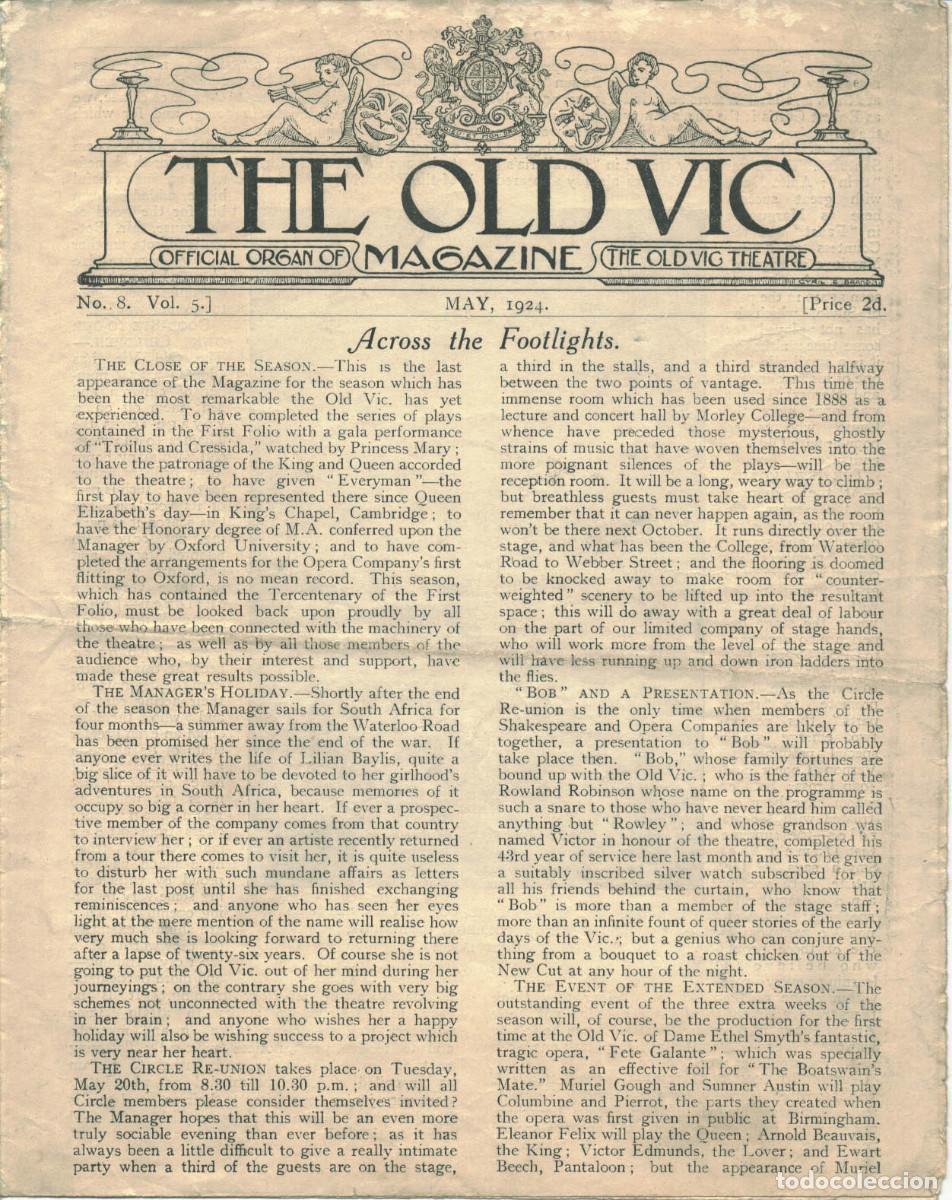 Coleccionismo de Revistas y Peri&oacute;dicos: Old Vic Magazine (19 n&uacute;meros); 5_8, 7_6-8, 8_1-8, 9_1-3, 9_5-8