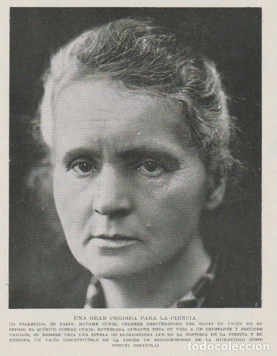 Collezionismo di Riviste e Giornali: Fallecimiento de Marie Curie - 1934