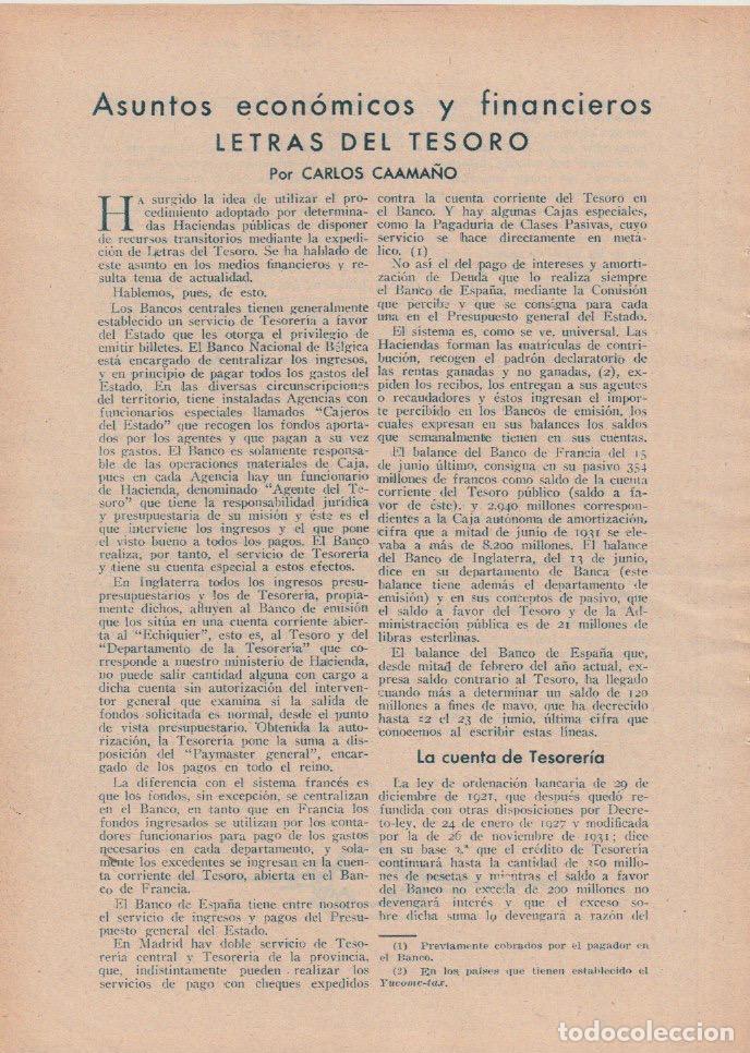 Collezionismo di Riviste e Giornali: * ECONOM&Iacute;A * Letras del tesoro; La cosecha del trigo; proyecto de ordenacion ferroviaria - 1934