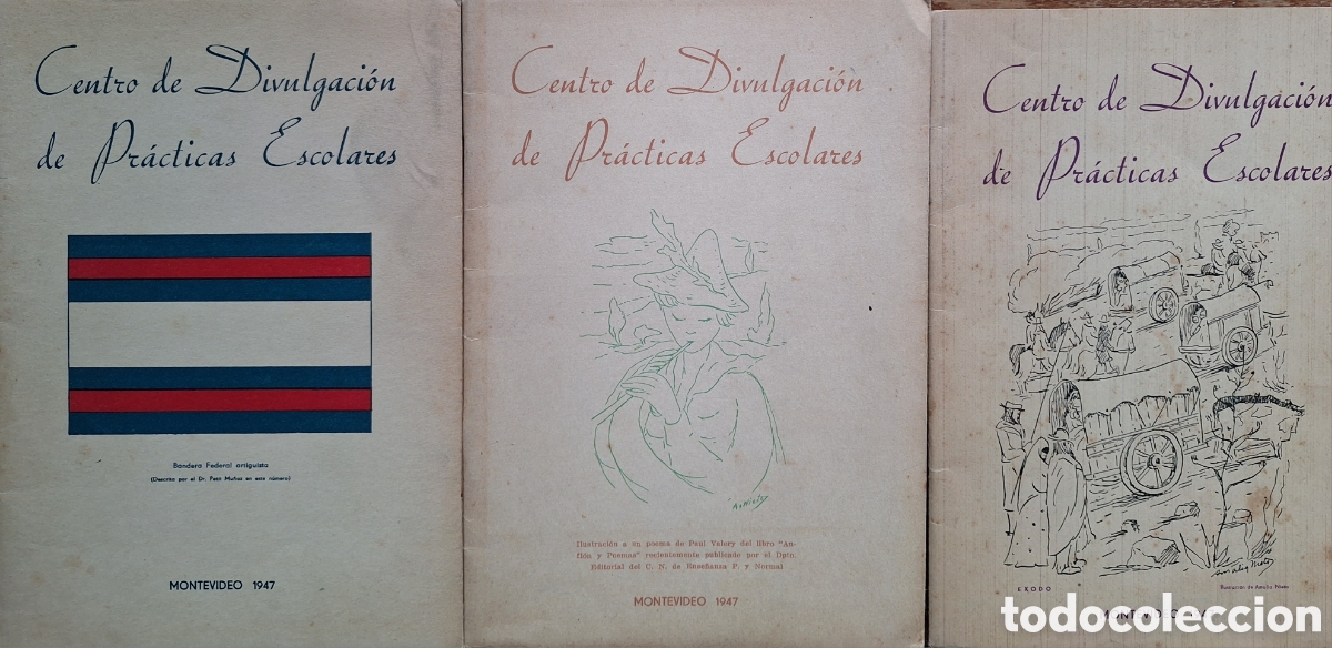 Coleccionismo de Revistas y Peri&oacute;dicos: 3 REVISTA CENTRO DE DIVULGACION PRACTICAS ESCOLARES PORTADA PINTORA AMALIA NIETO URUGUAY 1947
