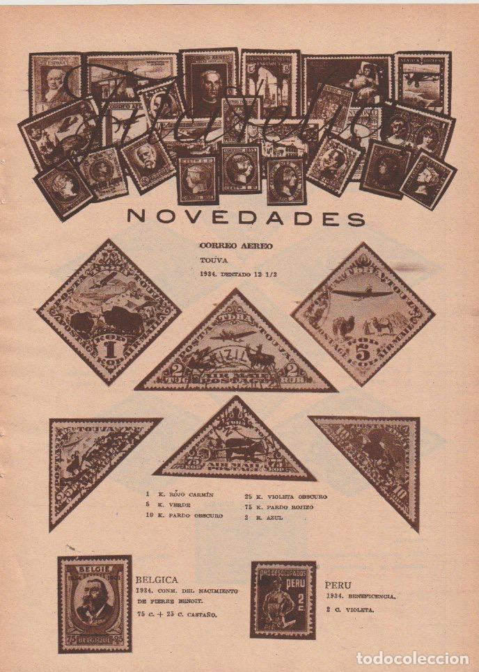 Coleccionismo de Revistas y Peri&oacute;dicos: * FILATELIA * Correo a&eacute;reo de Touva (Rusia), B&eacute;lgica y Per&uacute; -1934