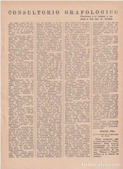 Collection Magazines and Newspapers: * GRAFOLOG&Iacute;A *Consultorio grafol&oacute;gico de Matilde Ras -1934
