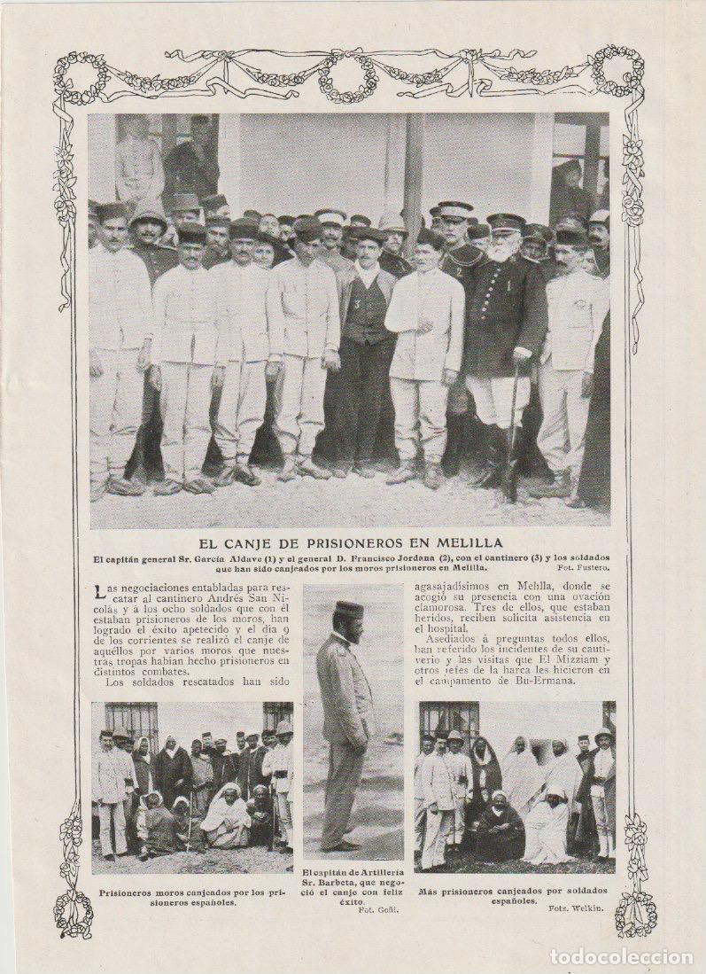 Coleccionismo de Revistas y Peri&oacute;dicos: Melilla, canje de prisioneros, capitan artilleria Barbeta, Garcia Aldave, Francisco Jordana - 1912
