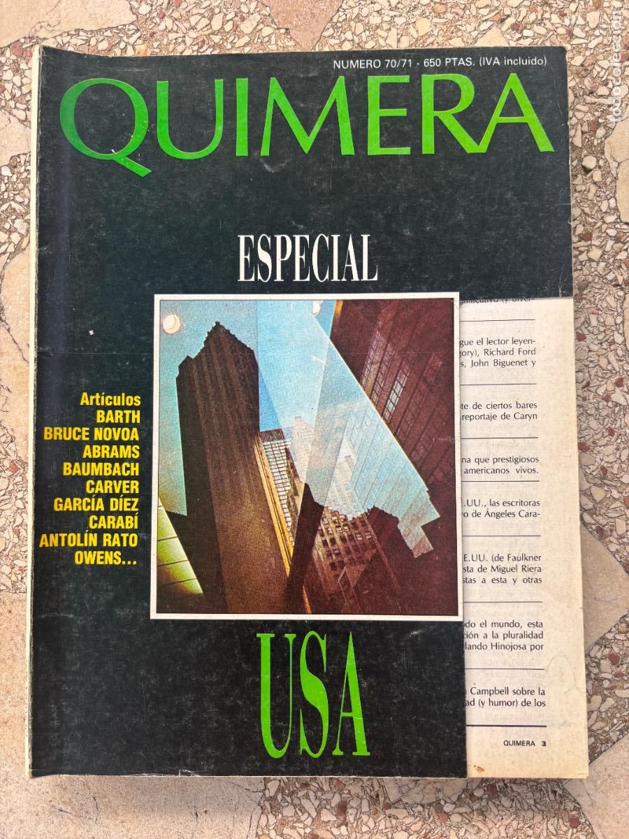Coleccionismo de Revistas y Peri&oacute;dicos: QUIMERA N&ordm; 70 y 71. BARTH. BRUCE NOVOA. BAUMBACH. CARVER. ANTOL&Iacute;N RATO. OWENS. CARAB&Iacute;.