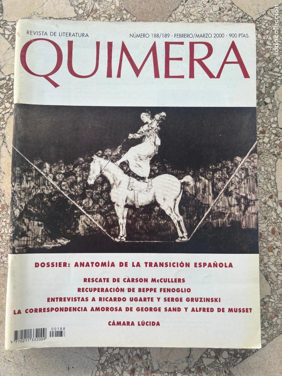 Coleccionismo de Revistas y Peri&oacute;dicos: QUIMERA N&ordm; 188 Y 189 A&Ntilde;O 2000. CARSON MCCULLERS. BEPPE FENOGLIO. RICARDO UGARTE. SERGE GRUZINSKI.