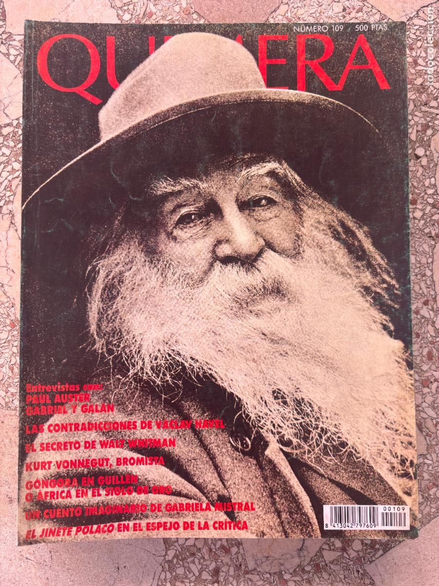 Coleccionismo de Revistas y Peri&oacute;dicos: QUIMERA N&ordm; 109. PAUL AUSTER. WALT WHITMAN. KURT VONNEGUT. G&Oacute;NGORA. GABRIELA MISTRAL.