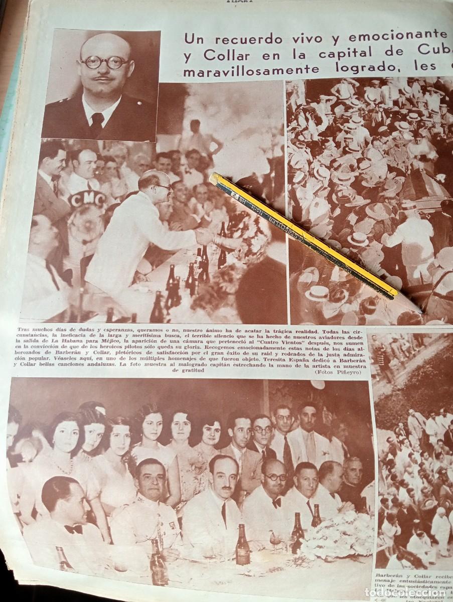 Coleccionismo de Revistas y Peri&oacute;dicos: PERIODICO A&Ntilde;O 1933 VUELO MADRID LA HABANA CUBA BARBERAN COLLAR RAID EFEMERIDES AVIACION ESPA&Ntilde;OLA