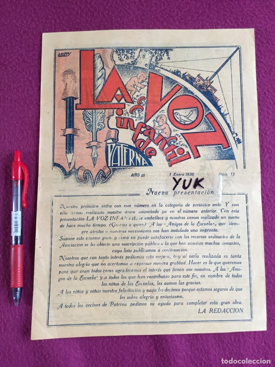 Coleccionismo de Revistas y Peri&oacute;dicos: Revista LA VOZ INFANTIL DE PATERNA (VALENCIA)N&ordm; 13 de 1 Enero de 1936 -Escuela Vicente Blasco Iba&ntilde;ez