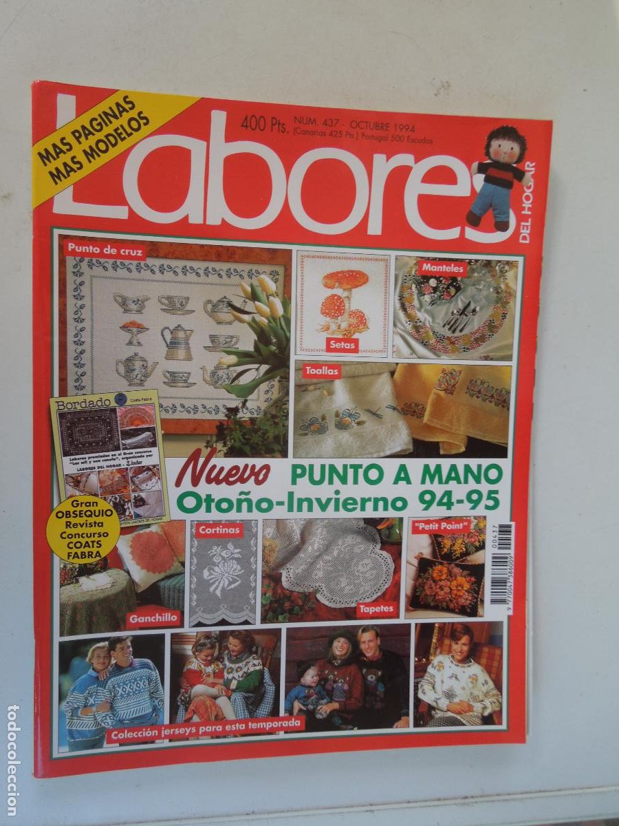 Collezionismo di Riviste e Giornali: LABORES DE HOGAR REVISTA N&ordm; 437 -10- 1994 -OTO&Ntilde;O-INVIERNO - CON PATRONES CUADERNO DE EXPLICACIONES