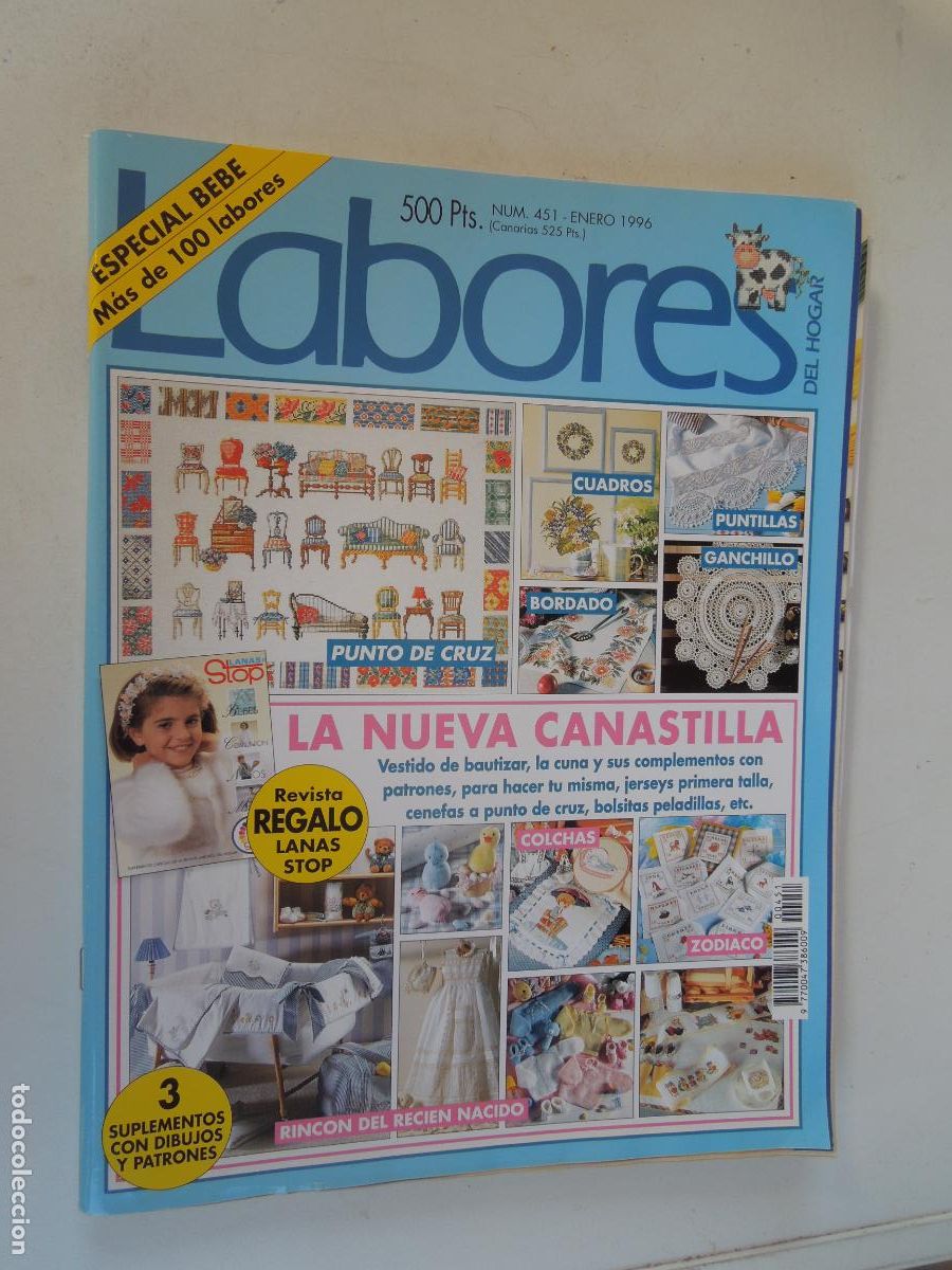 Coleccionismo de Revistas y Peri&oacute;dicos: LABORES DE HOGAR REVISTA N&ordm; 451 -01- 1996 -CANASTILLA- CON PATRONES CUADERNO DE EXPLICACIONES
