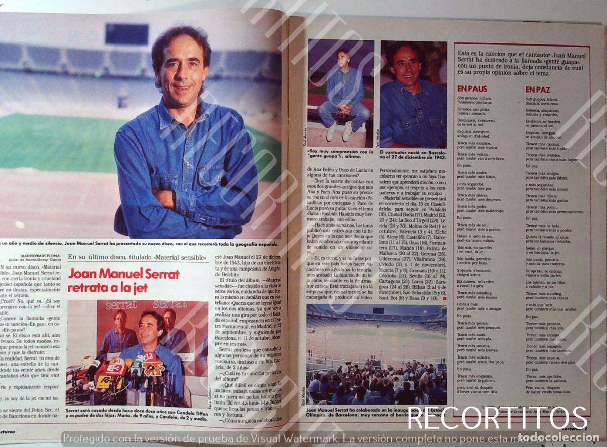 Sammeln von Zeitschriften und Zeitungen: JOAN MANUEL SERRATT EN PAZ 1989