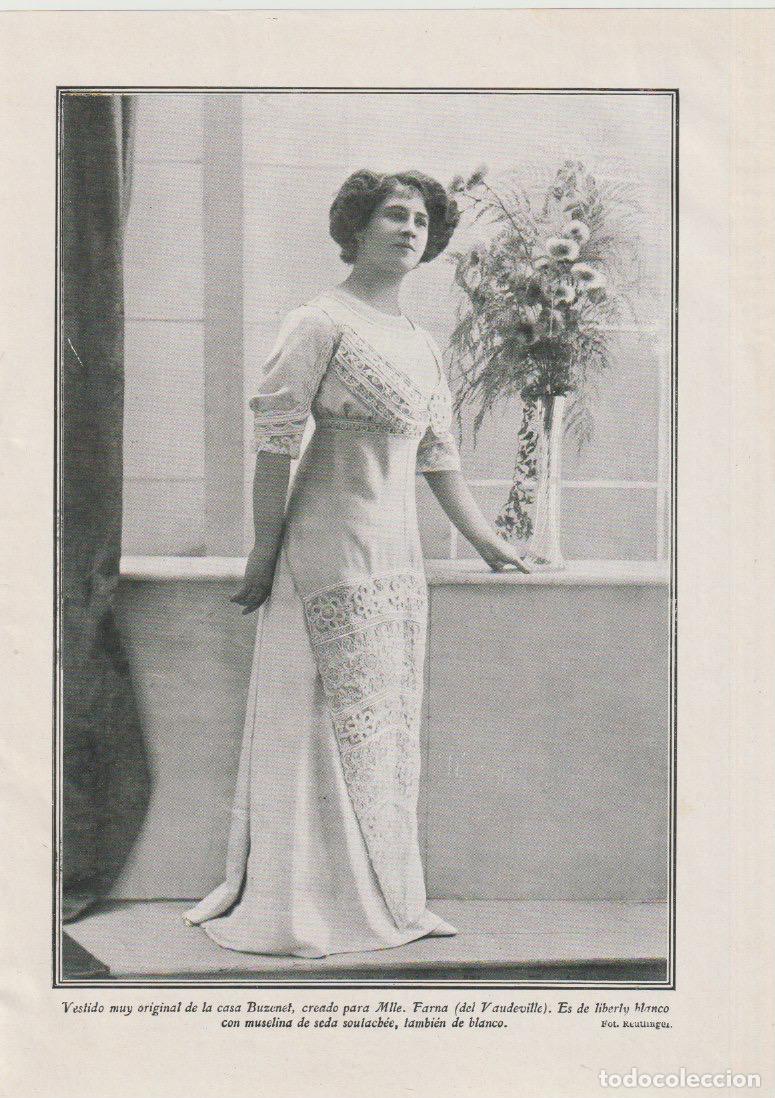 Coleccionismo de Revistas y Peri&oacute;dicos: * MODA FEMENINA * Vestidos y gorras para ni&ntilde;as, vestido casa Buzenet - 1912