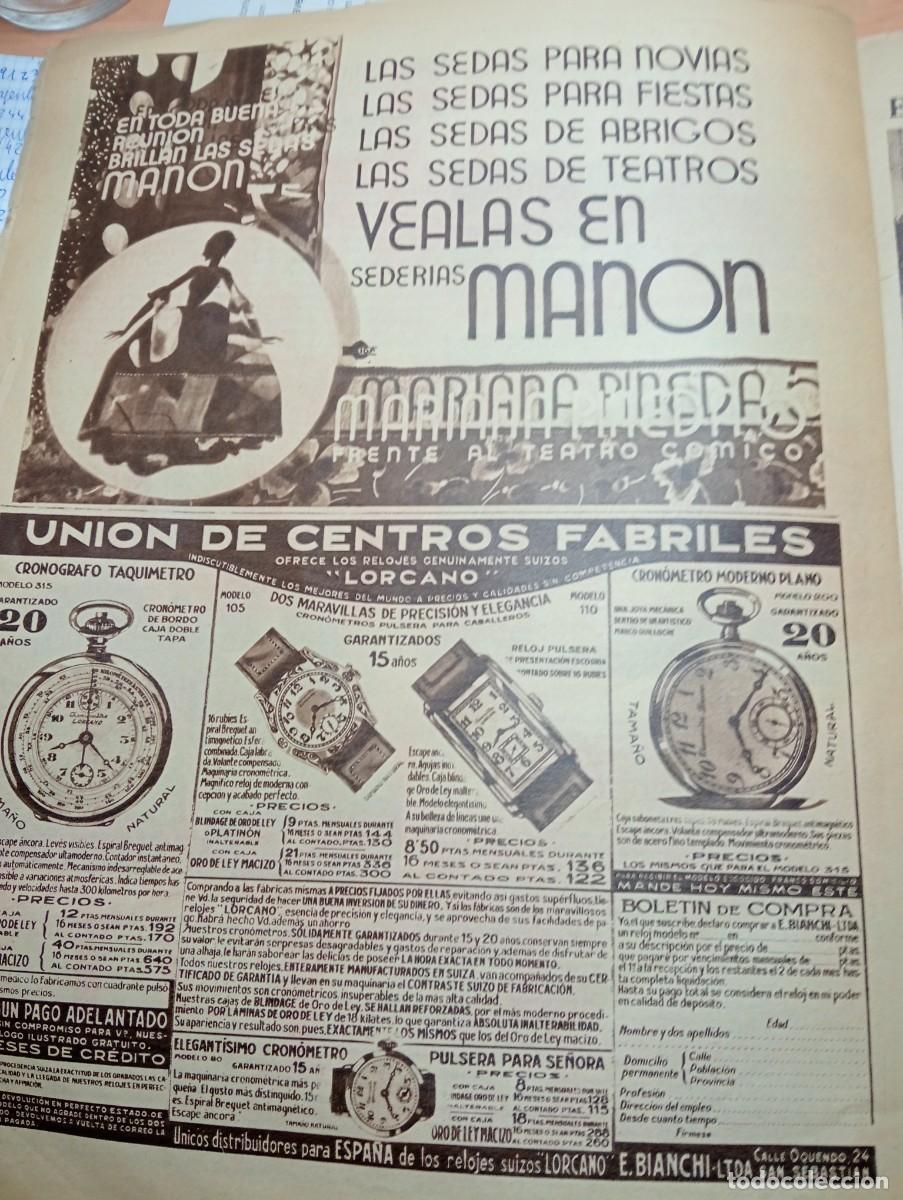 Collection Magazines and Newspapers: RECORTE DE PRENSA A&Ntilde;O 1930 RELOJES LORCANO PULSERA DE BOLSILLO SEDERIAS MANON