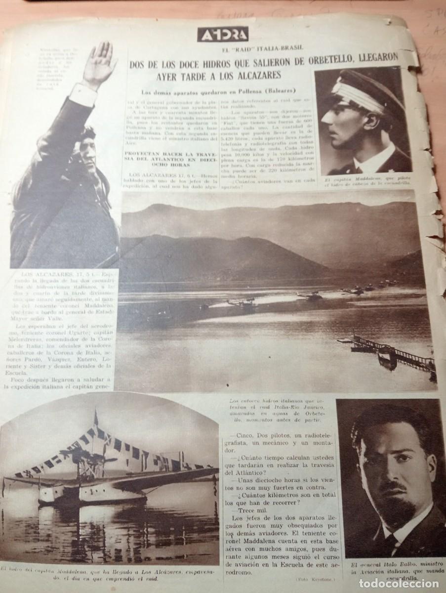 Coleccionismo de Revistas y Peri&oacute;dicos: RECORTE DE PRENSA A&Ntilde;O 1930 RAID ITALIA BRASIL PASA POR POLLEN&Ccedil;A POLLENSA MALLORCA ALCAZARES AVIACION