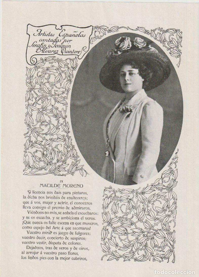 Coleccionismo de Revistas y Peri&oacute;dicos: Artistas espa&ntilde;olas cantadas por Seraf&iacute;n y Joaqu&iacute;n &Aacute;lvarez Quintero: Matilde Moreno - 1912