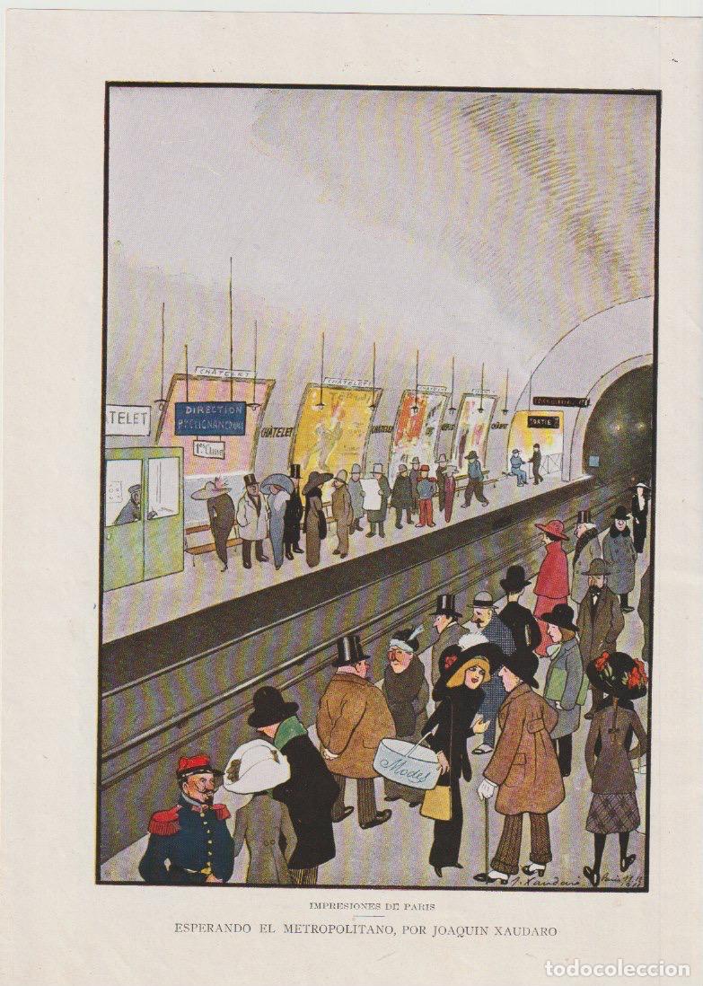 Coleccionismo de Revistas y Peri&oacute;dicos: Impresiones de Par&iacute;s: Esperando el metropolitano / por Joaqu&iacute;n Xaudar&oacute; - 1912