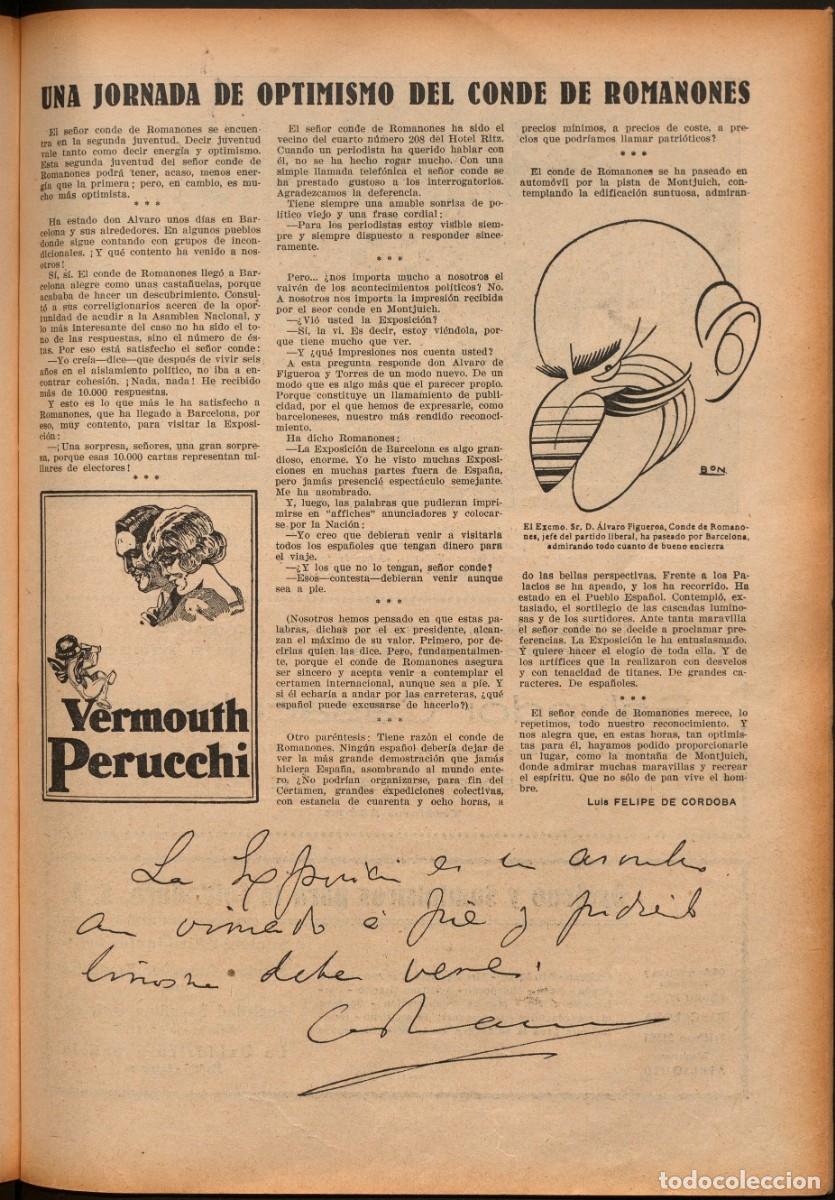 Coleccionismo de Revistas y Peri&oacute;dicos: LOTE DE 3 REVISTAS DE LA EXPOSICION INTERNACIONAL DE BARCELONA CON VERMOUTH PERUCCHI DE REUS